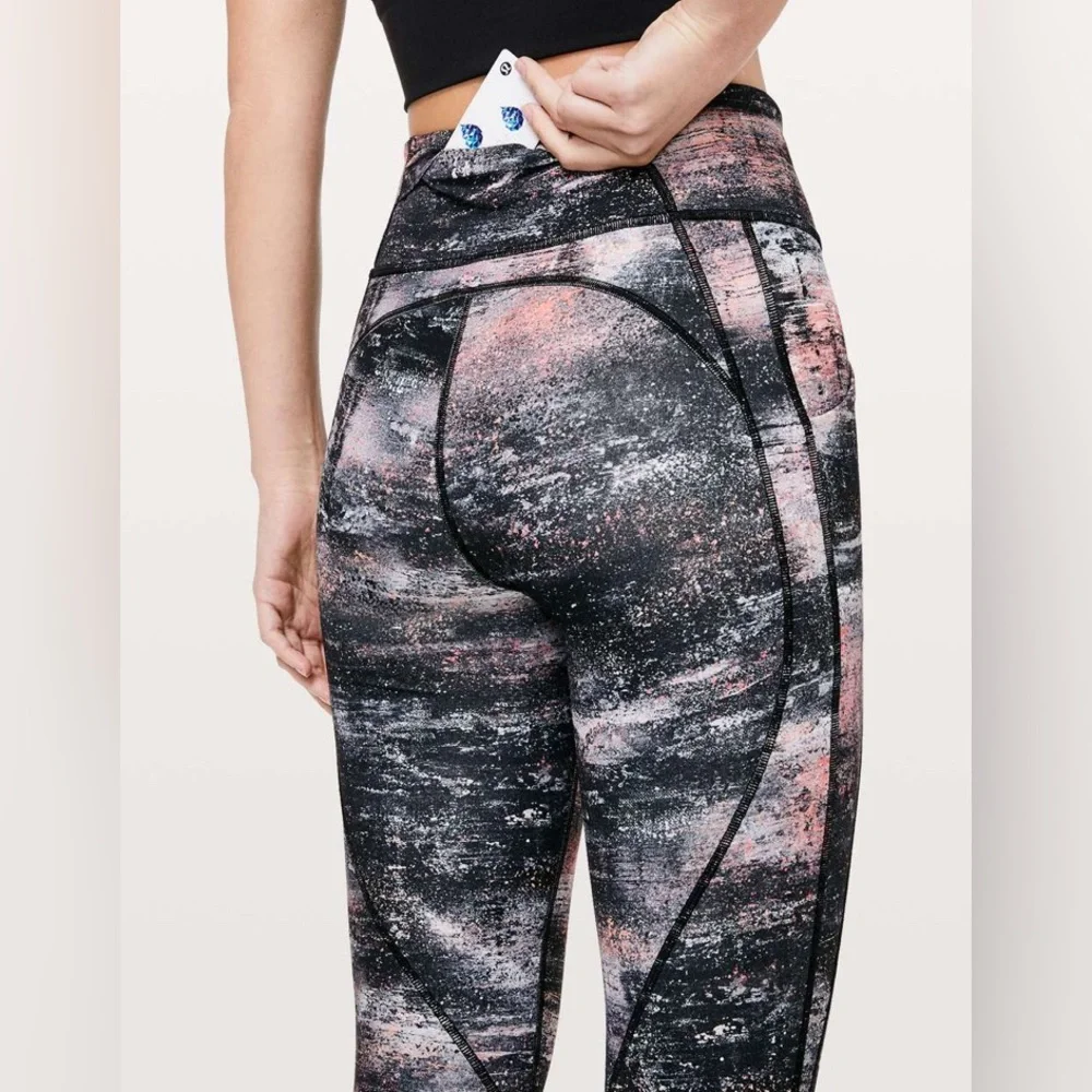 Women’s Size 12 Lululemon Time to Sweat‎ Crop Leggings Azurite Poppy Coral Multi
